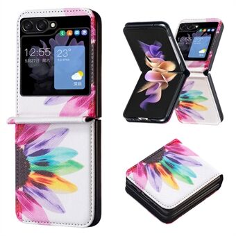 Voor Samsung Galaxy Z Flip5 5G PU-leer + pc-telefoonhoes Patroonbedrukking beschermhoes