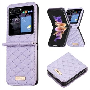 BINFEN KLEUR Voor Samsung Galaxy Z Flip5 5G PU Leer + PC Case Bedrukt Rhombus Telefoon Cover