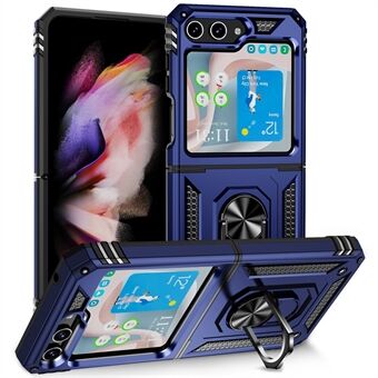 TPU+PC telefoonhoesje voor Samsung Galaxy Z Flip5 5G Ring Anti-valhoes met metalen plaat voor automontage