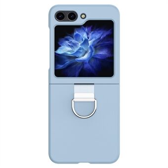 Voor Samsung Galaxy Z Flip5 5G Hard PC Skin-touch Telefoonhoesje Metalen Ring Antislip Cover