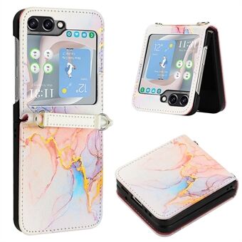 YB Patroon Afdrukken Lederen Serie-5 voor Samsung Galaxy Z Flip5 5G Telefoonhoesje Marmeren Patroon PU Leren Cover