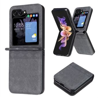 Voor Samsung Galaxy Z Flip5 5G PU-leer + pc-telefoonhoes Bedrukt rasterpatroon beschermhoes