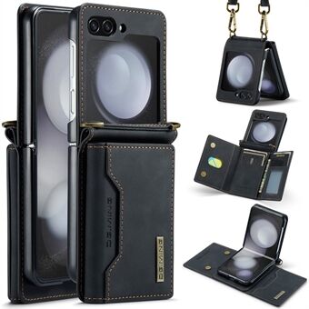 DG.MING M2-serie voor Samsung Galaxy Z Flip5 5G, Leren gecoate + PC telefoonhoes met magnetische standaard en kaarthouder.