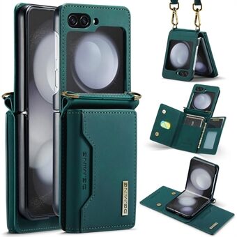 DG.MING M2-serie voor Samsung Galaxy Z Flip5 5G Leren gecoate + PC-telefoonhoes met magnetische standaard en kaarthouder.