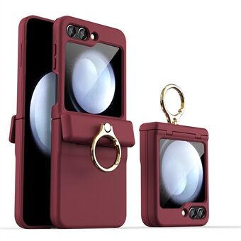 GKK voor Samsung Galaxy Z Flip5 5G Ring Kickstand PC Hoesje Met Magneet Scharnier Beschermende Telefoonhoes