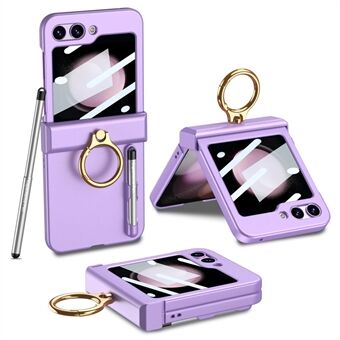 GKK Voor Samsung Galaxy Z Flip5 5G PC Hoesje met Schermfolie Ring Kickstand Telefoonhoesje met Stylus