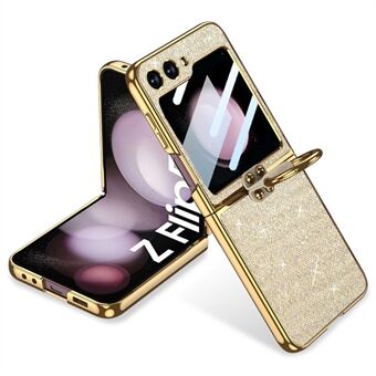 GKK Voor Samsung Galaxy Z Flip5 5G Hoesje met Elektroplating Kickstand Case Glitter PC Telefoonhoesje met Schermafbeelding Film.