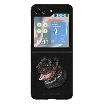 RAIGOR INVERSE Lucky Serieën Voor Samsung Galaxy Z Flip5 5G Hoesje van PU-Leer+PC met Borduurwerk Telefoonhoes