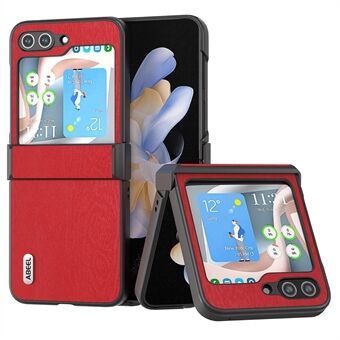 ABEEL Voor Samsung Galaxy Z Flip5 5G hoesje met houttextuur scharnierontwerp leer+PC cover.