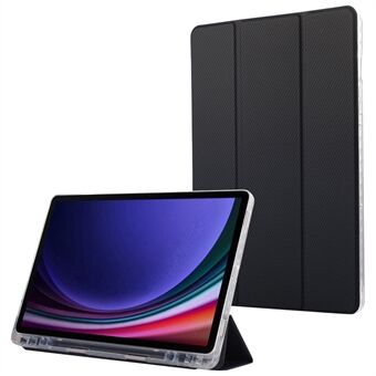 Voor Samsung Galaxy Tab S9 / S9 FE Hoes Tri-Fold Stand Smart Auto / Wake Leren Tablethoes met Carbonvezel Textuur