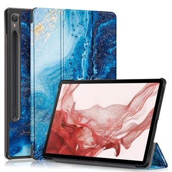 Voor de Samsung Galaxy Tab S9 11-Inch SM-X710, SM-X716B, SM-X718U Patroonafdrukken Leren Tablethoes Trifold Stand Slimme Cover