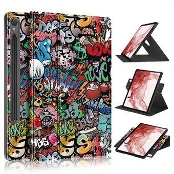 Rotating Stand Cover voor Samsung Galaxy Tab S9 SM-X710, SM-X716B, SM-X718U PU Lederen Patroon Print Tablet Hoesje