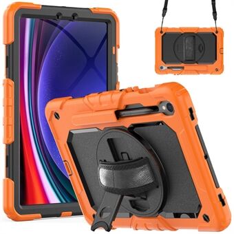 Voor Samsung Galaxy Tab S9 (X710 / X716B / X718U) PC+Silicone Kickstand Hoesje Anti-Val Tablet Cover met PET Scherm Folie