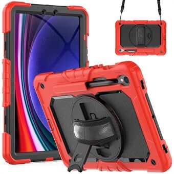 Voor Samsung Galaxy Tab S9 (X710 / X716B / X718U) PC+Siliconee Kickstand Hoesje Anti-Val Tablet Cover met PET Schermfolie