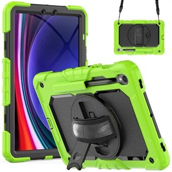 Voor Samsung Galaxy Tab S9 (X710 / X716B / X718U) PC+Silicone Kickstand Hoesje met Anti-Val Tablet Cover en PET Schermfolie.