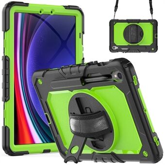 Voor Samsung Galaxy Tab S9 (X710 / X716B / X718U) PC + Siliconen Kickstand Hoesje Anti-Val Tablet Hoesje met PET Schermfolie