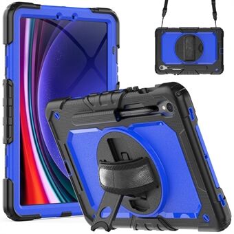 Voor de Samsung Galaxy Tab S9 (X710 / X716B / X718U) PC+Siliconen Kickstand Hoesje Anti-Val Tablet Cover met PET Schermfilm.