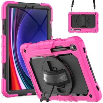 Voor Samsung Galaxy Tab S9 (X710 / X716B / X718U) PC+Siliconen Kickstand Hoesje met Anti-Val Tablet Cover en PET Schermafbeelding