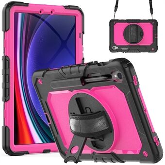 Voor Samsung Galaxy Tab S9 (X710 / X716B / X718U) PC+Silicone Kickstand Hoesje Anti-Val Tablet Cover met PET Schermafdekking