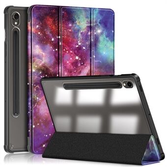 Voor Samsung Galaxy Tab S9 (SM-X710 / SM-X716B / SM-X718U) Drie-voudige Stand Tablet Case Patroon Printen PU+TPU+Acrylaat Beschermhoes met Pen Sleuf