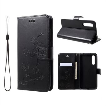 Opdruk Butterfly Flower Wallet Stand Leather Case voor Huawei P20