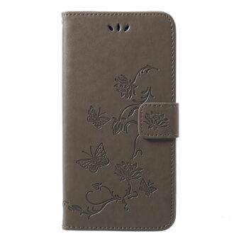 Opdruk Butterfly Flower Wallet Stand Leather Cover voor Huawei P20