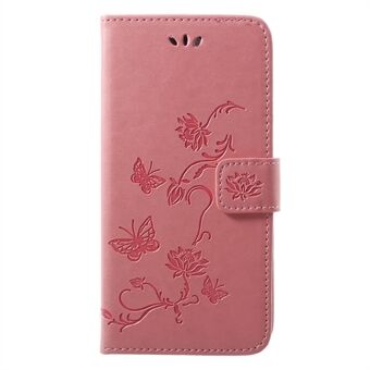 Opdruk Butterfly Flower Wallet Stand lederen telefoonhoes voor Huawei P20