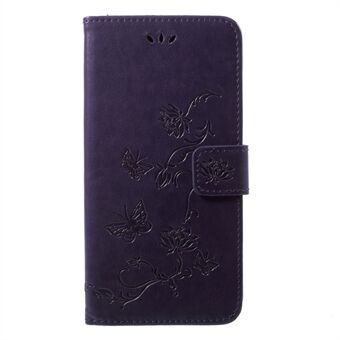 Opdruk Butterfly Flower Wallet Stand Leren mobiele behuizing voor Huawei P20