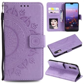 Opdruk Mandala Flower Stand Wallet Leren Hoesje voor Huawei P20