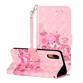 Light Spot Decor Wallet Stand Leren Patroon Afdrukken Telefoonhoesje voor Huawei P20