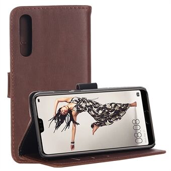 Gekke Paard Textuur Retro Stijl Leren Portemonnee Stand Case voor Huawei P20 Pro