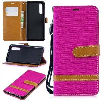 Tweekleurige Jean Cloth PU lederen flip case voor Huawei P30