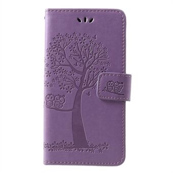 Opdruk Tree Owl Pattern PU lederen magnetische hoes voor Huawei P30