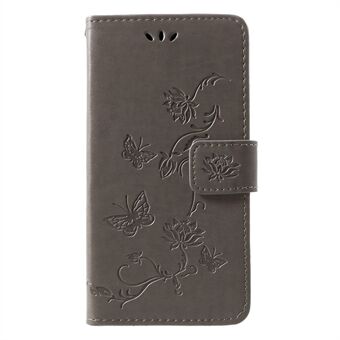 Opdruk Butterfly Flower [Wallet Stand] Leren telefoonhoesje voor Huawei P30