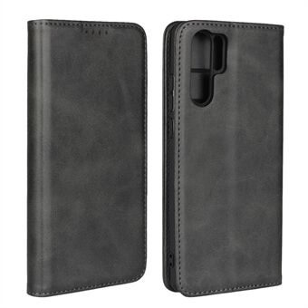 Auto-absorberende lederen portemonnee Stand case voor Huawei P30 Pro - zwart