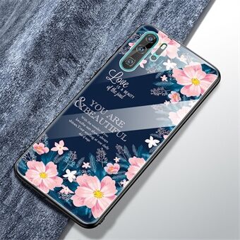 Patroonafdruk 9H glazen achterkant + zachte TPU- Edge hybride telefoonhoes voor Huawei P30 Pro