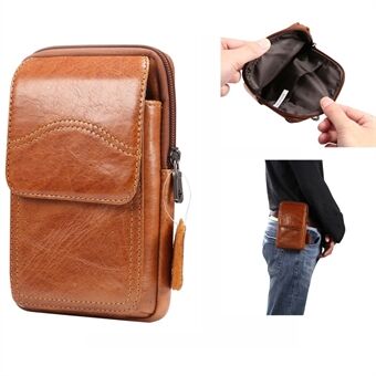 Universal Lederen Hangende Heuptas Telefoon Pouch Heren Zijtas Schoudertas voor 6.3 / 6.5 / 6.7 / 6.9-inch Smartphones