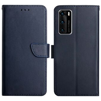 Voor Huawei P40 Nappa Textuur Effen Stand Portemonnee Mobiele Case Echt Leer + TPU Flip Telefoon Shell