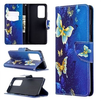 Leren portemonnee-hoesje met patroonprint voor de Huawei P40 Pro