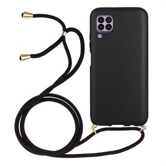 Milieuvriendelijke natuurlijke tarwestro zachte TPU telefoonhoes met multifunctionele riem voor Huawei P40 Lite 4G/Nova 6 SE/Nova 7i - Zwart