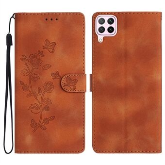 Leren hoes voor Huawei P40 lite 4G / nova 6 SE / Nova 7i, Portemonnee Stand Flower Imprint Phone Cover