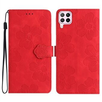 Voor Huawei P40 lite 4G bloemen bedrukt PU lederen Stand case portemonnee anti-drop telefoonhoes