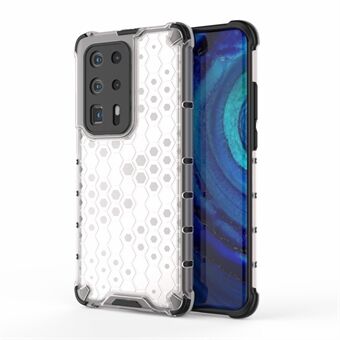 Honingraatpatroon Schokbestendig TPU + PC Hybride Case voor Huawei P40 Pro Plus - Wit