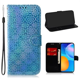 Leren hoesje met bloemenpatroon voor Huawei P Smart 2021 / Y7a