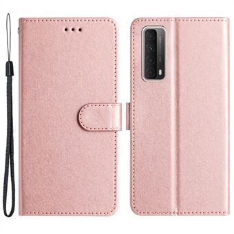 Voor Huawei P Smart 2021 / Y7a Telefoonhoesje PU-leer Zijdetextuur Stand Wallet Flip Cover met riem