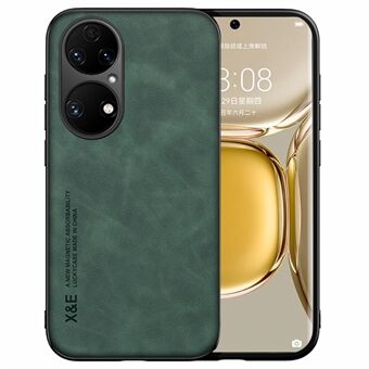 Voor Huawei P50 Pro 4G Skin-touch Gevoel Telefoonhoesje Ultraslank PU-leer Gecoat TPU Anti- Scratch Telefoonhoesje met magneet