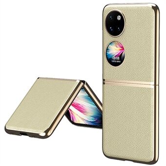 Galvaniserend ontwerp PU-leer gecoat PC anti- Scratch telefoonhoesje voor Huawei P50 Pocket - goud