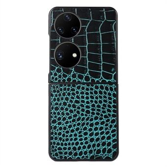 Voor Huawei P50 Pocket Krokodiltextuur Echt lederen flip-telefoonhoes Gecoate hybride bodem Mobiele telefoonhoesaccessoire