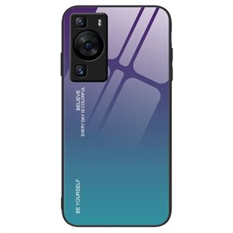 Voor Huawei P60 Kleurverloop Achterkant Gehard glas + PC + TPU Hybride beschermende telefoonhoes