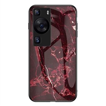 Voor Huawei P60 / P60 Pro Marmerpatroon Telefoonhoes Gehard glas + PC + TPU Anti-drop hoesje